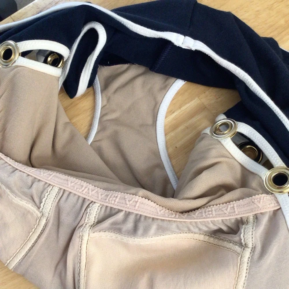 La Blanca one piece swimsuit 12 blue rare USA cotton nautical sail classic - Picture 5 of 8